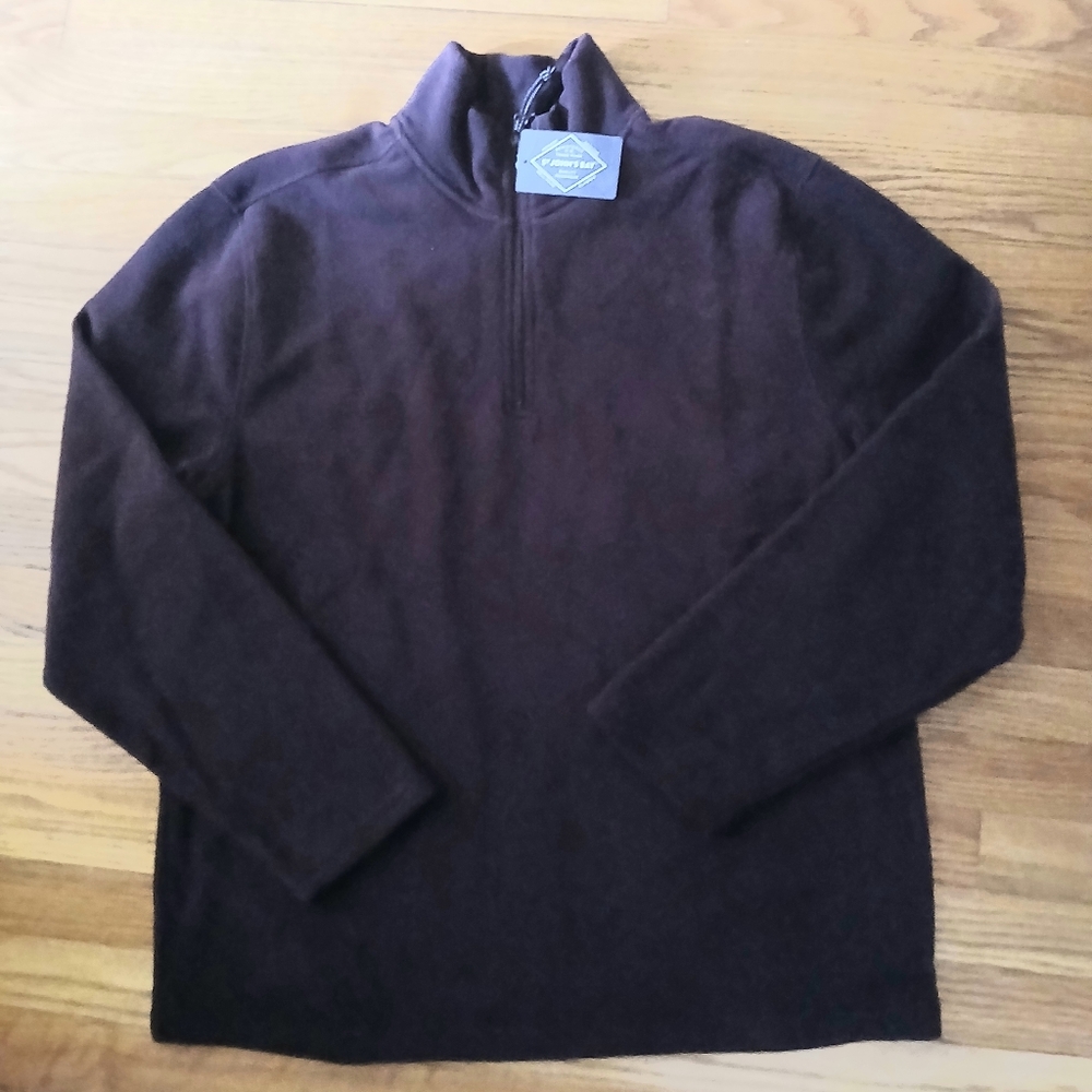 NWT St. John's Bay Men's Plum Raisin Fleece Quarter Zip Sweater ■ Size L